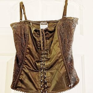 Dolce & Gabbana Black Vintage Lace Bustier